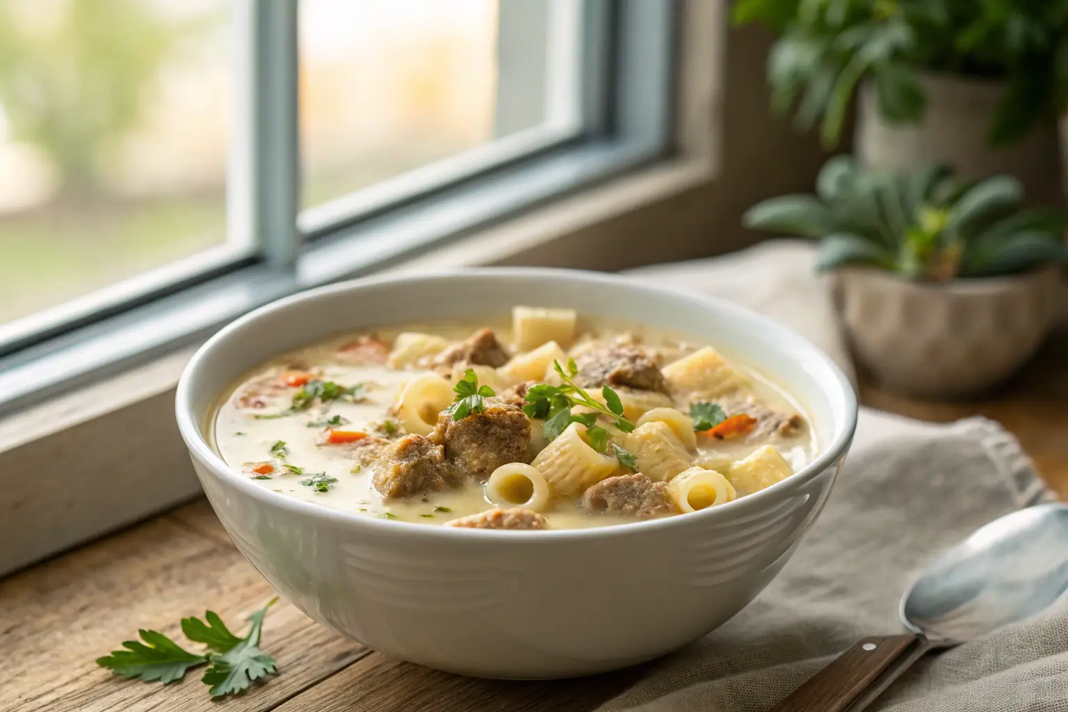 Creamy Italian Sausage Ditalini Soup for Cozy Weeknight Dinners 2 Creamy Italian sausage ditalini soup in bowl with pasta and sausage