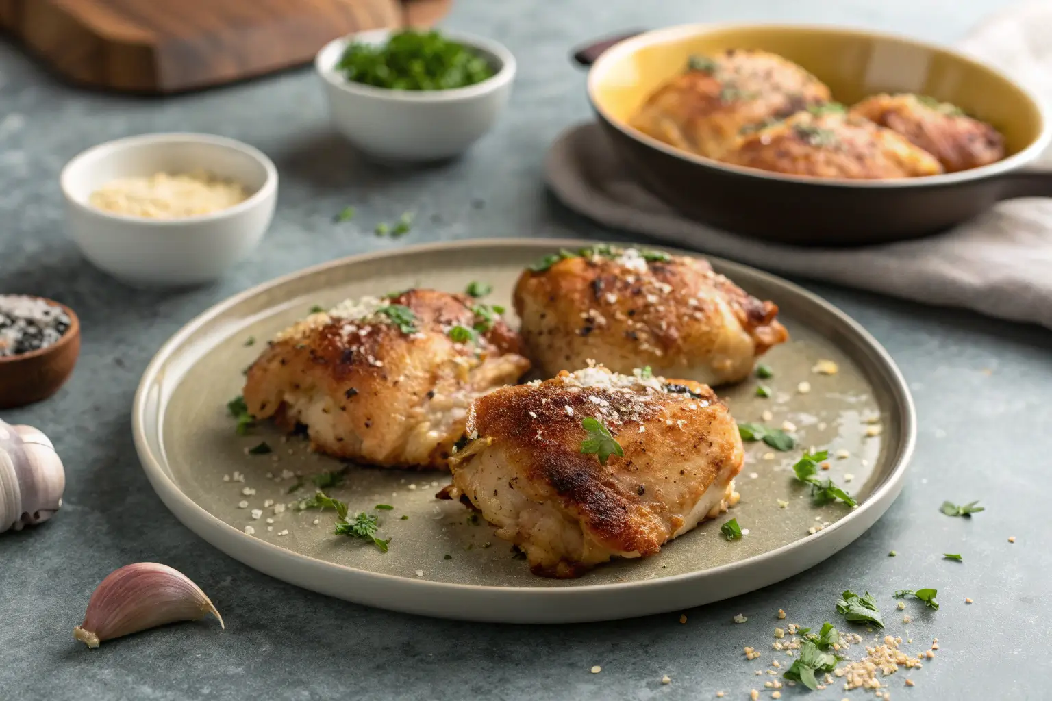 Slow Cooker Garlic Parmesan Chicken Thighs for Cozy Nights 2 Slow cooker garlic parmesan chicken thighs with crispy golden skin