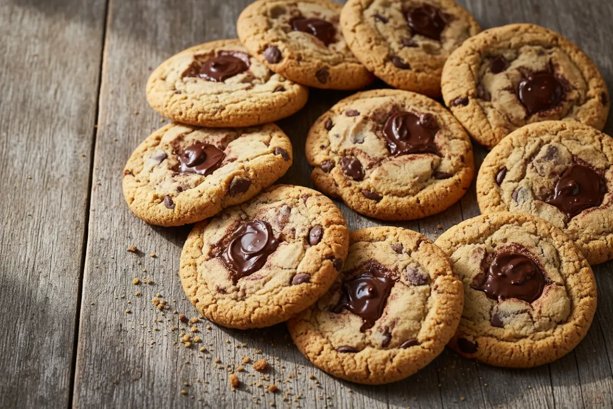 Best Homemade Christmas Cookies for Easy Exchanges 2 Overhead view of homemade chocolate chip cookies on wood