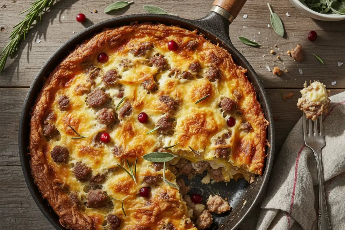 Christmas Breakfast Casserole to Make Ahead for Holiday Mornings 2 Savory breakfast casserole with cheese and sausage.