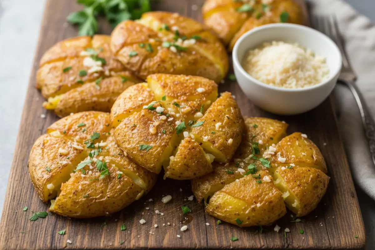 Easy Viral Crispy Garlic Parm Smashed Potatoes