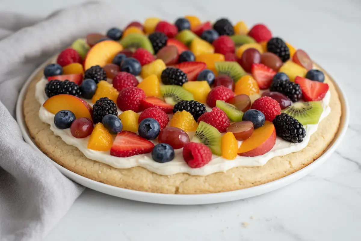 gluten free sugar cookie fruit pizza