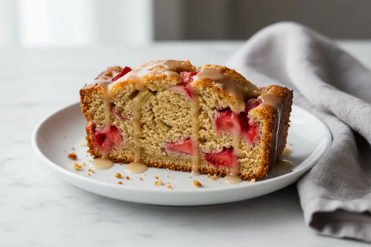 Strawberry Rhubarb Bread with Maple Cinnamon Glaze—Moist, Tender & Ready in 80 Minutes 2 strawberry rhubarb bread